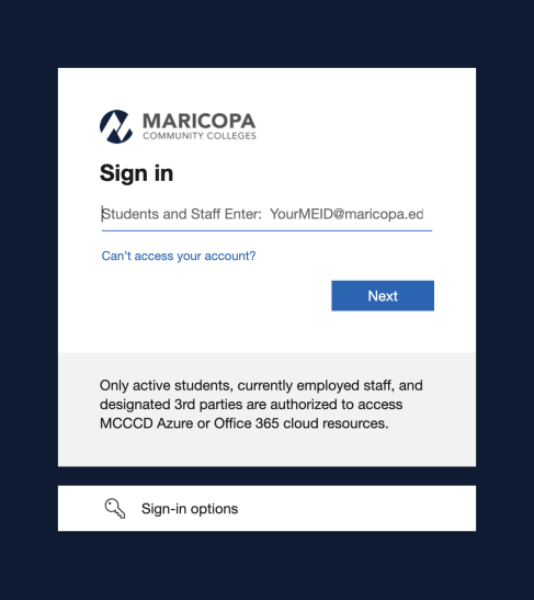 Sign in screenshot