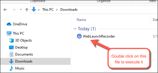 Double click on the WebLaunchRecorder.exe file to begin the installation in Windows